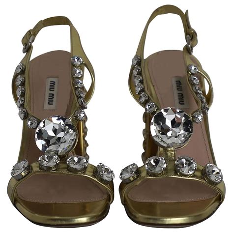 Miu Miu Crystal Embellished Block Heel Sandal (Women)